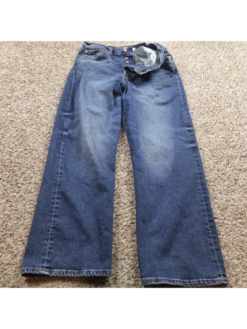 Levis Jeans Womens 30 Blue Ribcage Straight Ankle Premium Button Fly Dark Wash